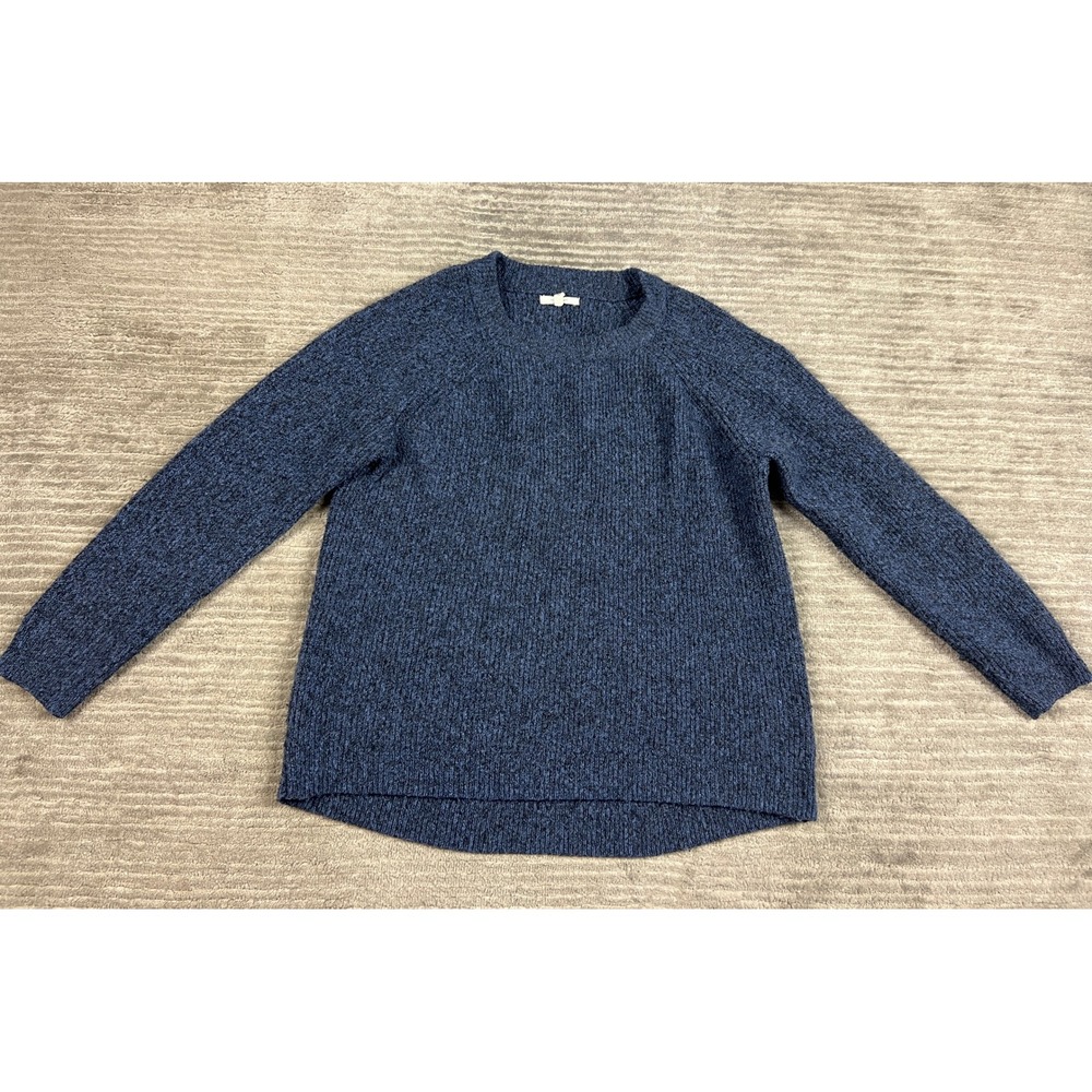 Maurices Sweater‎ Womens Medium Blue Marled Knit Crewneck Raglan Pullover Ribbed
